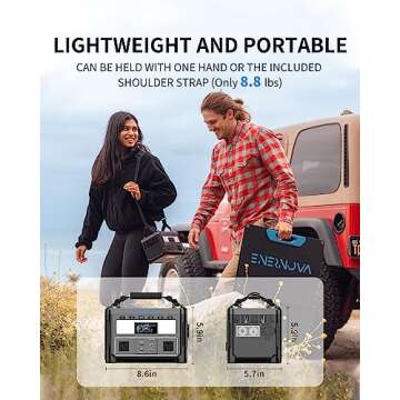ENERNOVA ETA Portable Power Station 600W, 288Wh LiFePO4 Battery/Recharge from 0-80% in 50 Min., 2 Up to 600W AC Outlets, Solar Generator (Solar Panel Optional) for Outdoor Camping/RVs/Home Use