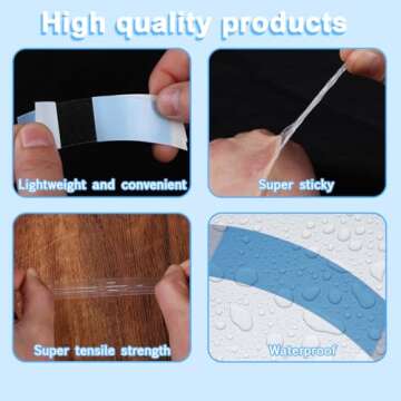 Kachanaa 48pcs Double Sided Ultra Hold Waterproof Lace Glue for Front Lace Wig,Bold Hold Lace Wig Tape in Hair Extension Remover can Replacement (Blue)