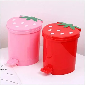 Cute Strawberry Trash Can for Desk and Bathroom Organization