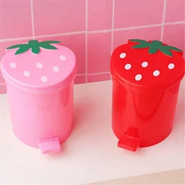Cute Strawberry Trash Can for Desk and Bathroom Organization