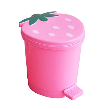 Cute Strawberry Trash Can for Desk and Bathroom Organization