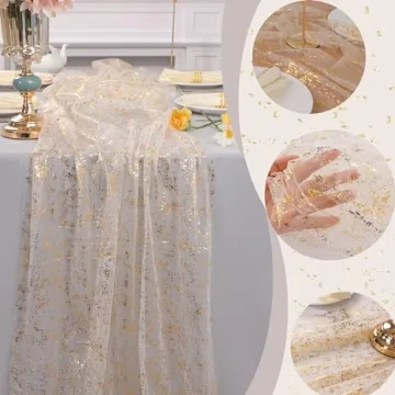 Snowkingdom 10 Ft Gold Table Runner for Events and Parties