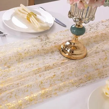 Snowkingdom 10 Ft Gold Table Runner for Events and Parties