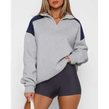 BTFBM Quarter Zip Sweatshirts Women Fall Fashion Activewear