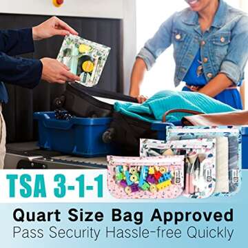 HIONXMGA TSA Approved Toiletry Bag,Set of 3 Clear Travel Toiletry Bags Quart Size Zipper Travel Pouc...