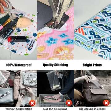 HIONXMGA TSA Approved Toiletry Bag,Set of 3 Clear Travel Toiletry Bags Quart Size Zipper Travel Pouch,Waterproof Travel Makeup Cosmetic Bag for Women Men Toiletries Carry on Airport,Wave