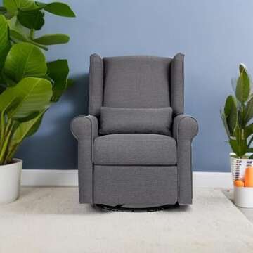 DaVinci Hayden Recliner and Swivel Glider in Shadow Grey, Greenguard Gold & CertiPUR-US Certified