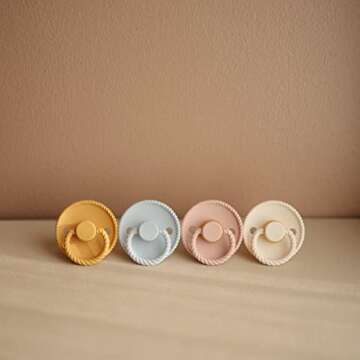 FRIGG Rope Natural Rubber Baby Pacifier | Made in Denmark | BPA-Free (Olive/Sage, 0-6 Months)