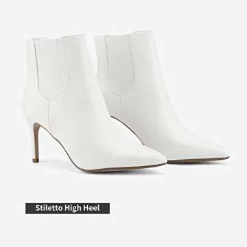 DREAM PAIRS Women's White Pu Pointed Toe Stiletto High Heel Ankle Booties Size 10 B(M) US Kizzy-1