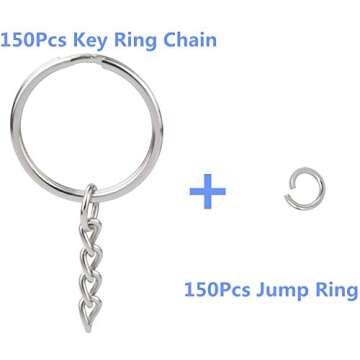 100 Pcs NANSSY 1 Inch/25mm Split Keyrings with Chain Silver Keychain Ring, Key Chains Rings Parts with Open Jump Ring and Connector.
