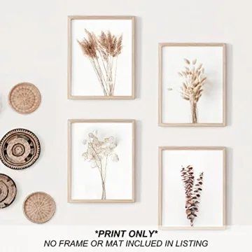 Boho Pampas Grass Wall Art Set of 4 for Home Decor