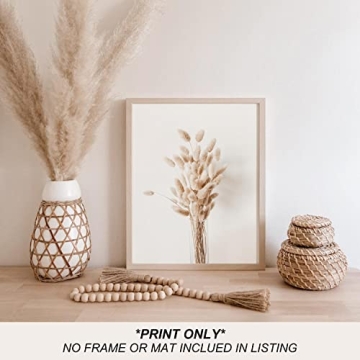 Boho Pampas Grass Wall Art Set of 4 for Home Decor