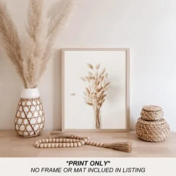 Boho Pampas Grass Wall Art Set of 4 for Home Decor