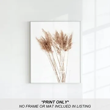 Boho Pampas Grass Wall Art Set of 4 for Home Decor