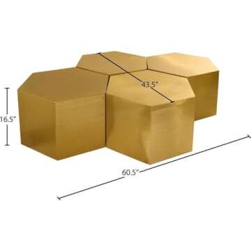 Modern Hexagon Coffee Table in Brushed Gold Finish