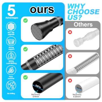 SISELBA Adjustable Tension Curtain Rod No Drill Rust-Resistant