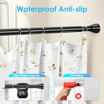 SISELBA Adjustable Tension Curtain Rod No Drill Rust-Resistant