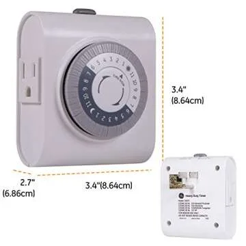 GE 24-Hour 2 Grounded Outlets Mechanical Outlet Timer, Timers for Electrical Outlets Indoor, Light Timers Indoor, Daily ON/OFF Cycle, Timer for Lights Inside, Christmas Tree Timer, 15075