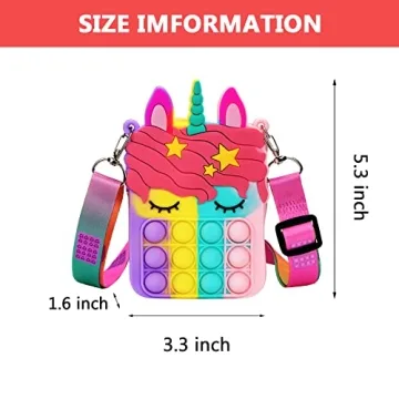 Civan Unicorn Pop Purse Fidget Toy Shoulder Bag for Kids Women