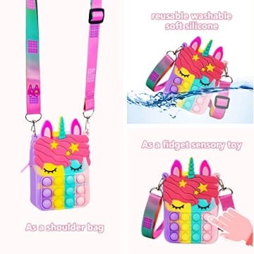 Civan Unicorn Pop Purse Fidget Toy Shoulder Bag for Kids Women