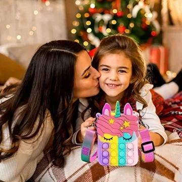 Civan Unicorn Pop Purse Fidget Toy Shoulder Bag for Kids Women