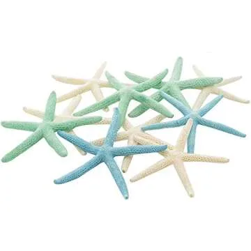 Starfish Decor - Star Fish for Craft - 10pk Real 4-6" Green Blue White Sea Stars - Beach Wedding Dec...