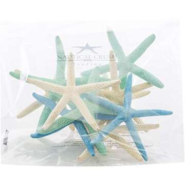 Starfish Decor - Star Fish for Craft - 10pk Real 4-6" Green Blue White Sea Stars - Beach Wedding Decor - Coastal Party Decorations - Seashell Decor