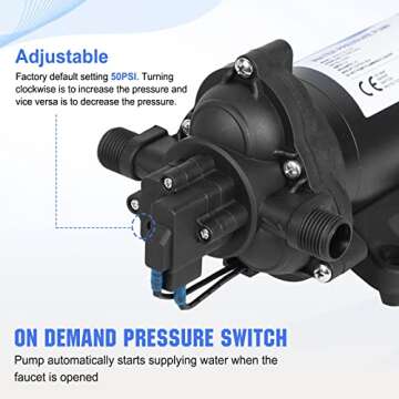 ECO-WORTHY 33-Series Industrial Water Pressure Pump 110V AC 4.0GPM 50PSI RV Fresh Water Diaphragm Pump include Garden Hose Adapters for Irrigation Marine Boat Sprinkler Faucet