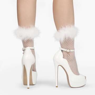 MERUMOTE Women's Peep Toe Platforms High Heels Dress Party Pumps 6 inch Heels White 8.5US