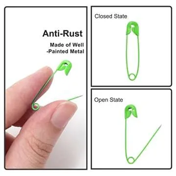 Qjaiune Green Safety Pins - 100 Pack Heavy Duty Quilting Pins