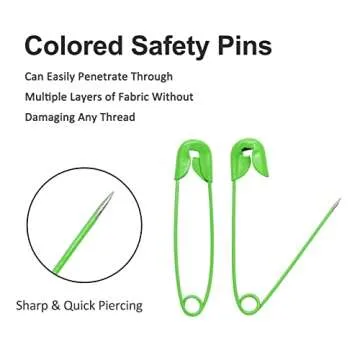 Qjaiune Green Safety Pins - 100 Pack Heavy Duty Quilting Pins