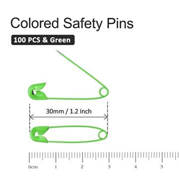 Qjaiune Green Safety Pins - 100 Pack Heavy Duty Quilting Pins