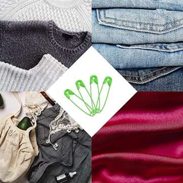 Qjaiune Green Safety Pins - 100 Pack Heavy Duty Quilting Pins