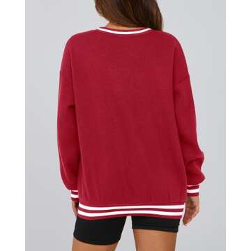 PRETTYGARDEN Oversized V Neck Sweatshirt for Women