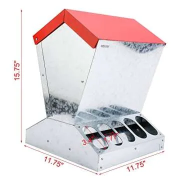 Finderomend Automatic Chicken Feeder Poultry No-Waste Feeder for up to 10 Chickens, Keeps Dry with Spill Proof, 25 LB Capacity