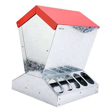 Finderomend Automatic Chicken Feeder Poultry No-Waste Feeder for up to 10 Chickens, Keeps Dry with Spill Proof, 25 LB Capacity