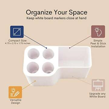Storage Theory Marker Caddy – White Holder for Dry Erase Markers, Pen, and Pencils – Organizer f...
