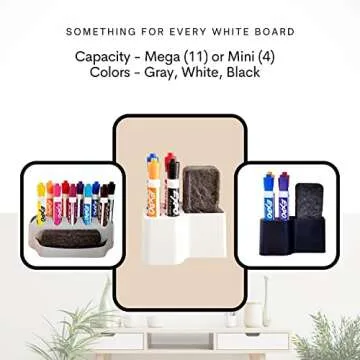 Storage Theory Marker Caddy – White Holder for Dry Erase Markers, Pen, and Pencils – Organizer for Desk, Office, Locker, Chalkboard, Kitchen Refrigerator – 1 Pack