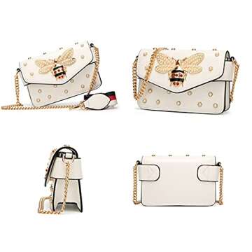 Beatfull Designer Bee Purse Fashion Crossbody Purse with Pearl for Women Pu Leather Shoulder Bag Clu...