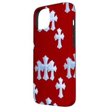 iPhone 15 Plus red blue HEARTS cross Case