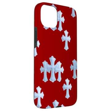 iPhone 15 Plus red blue HEARTS cross Case