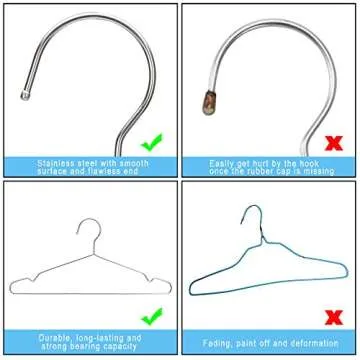 Seropy 50 Pack Clothes Hangers - 17.5 Inch Large Bulk Wire Hangers, Non Slip, Heavy Duty, Space Saving, Stainless Steel