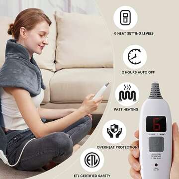 Heating Pad for Neck, Shoulder and Back Weighted Heating Pad for Back Pain Relief, 6 Heat Settings, 2 Hours Auto-Off, Gifts for Women Men Mom Dad, 24"x32",Gray