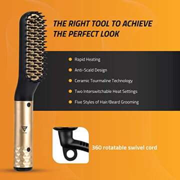 Zircon Beard Straightener: Best Electric Hair Brush for Men