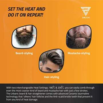 Zircon Beard Straightener: Best Electric Hair Brush for Men