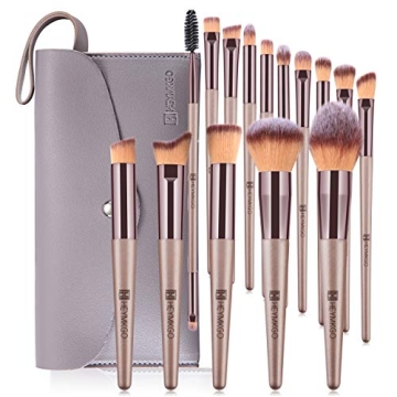 HEYMKGO 15PCS Makeup Brushes Set with Chic Travel Bag