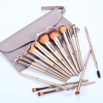 HEYMKGO 15PCS Makeup Brushes Set with Chic Travel Bag
