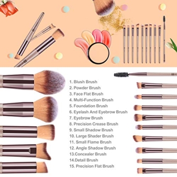 HEYMKGO 15PCS Makeup Brushes Set with Chic Travel Bag