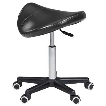 Master Massage Ergonomic Saddle Stool – Hydraulic Swivel Rolling Chair for Salon, Clinic, Tattoo, Dentist, Spa, Workshop, and Office – Black