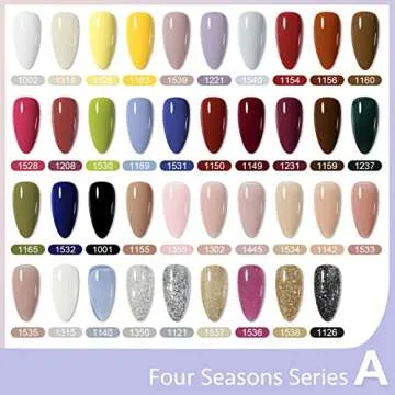 GAOY 42 Pcs Gel Nail Polish Kit, Black Brown Red Glitter Jelly Colors All Seasons Gel Nail Polish Se...